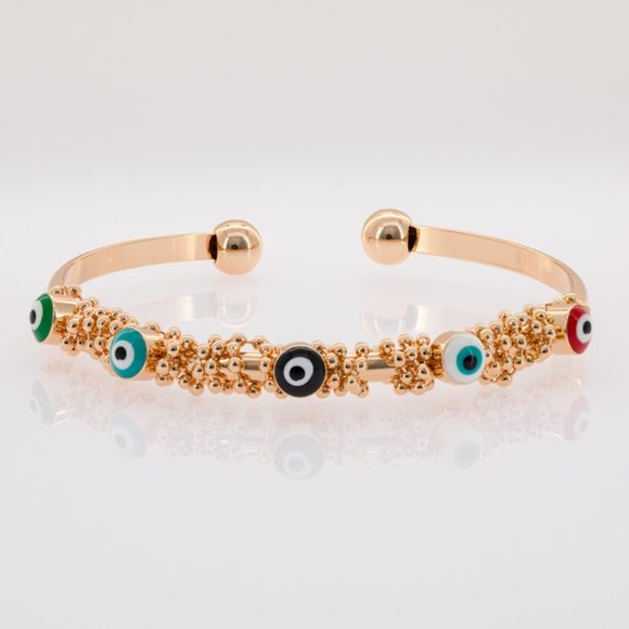 4 braceletsEvil eye, Nazar Gold Metal, talisman, open cuff, turkish eye - Picture 11 of 16